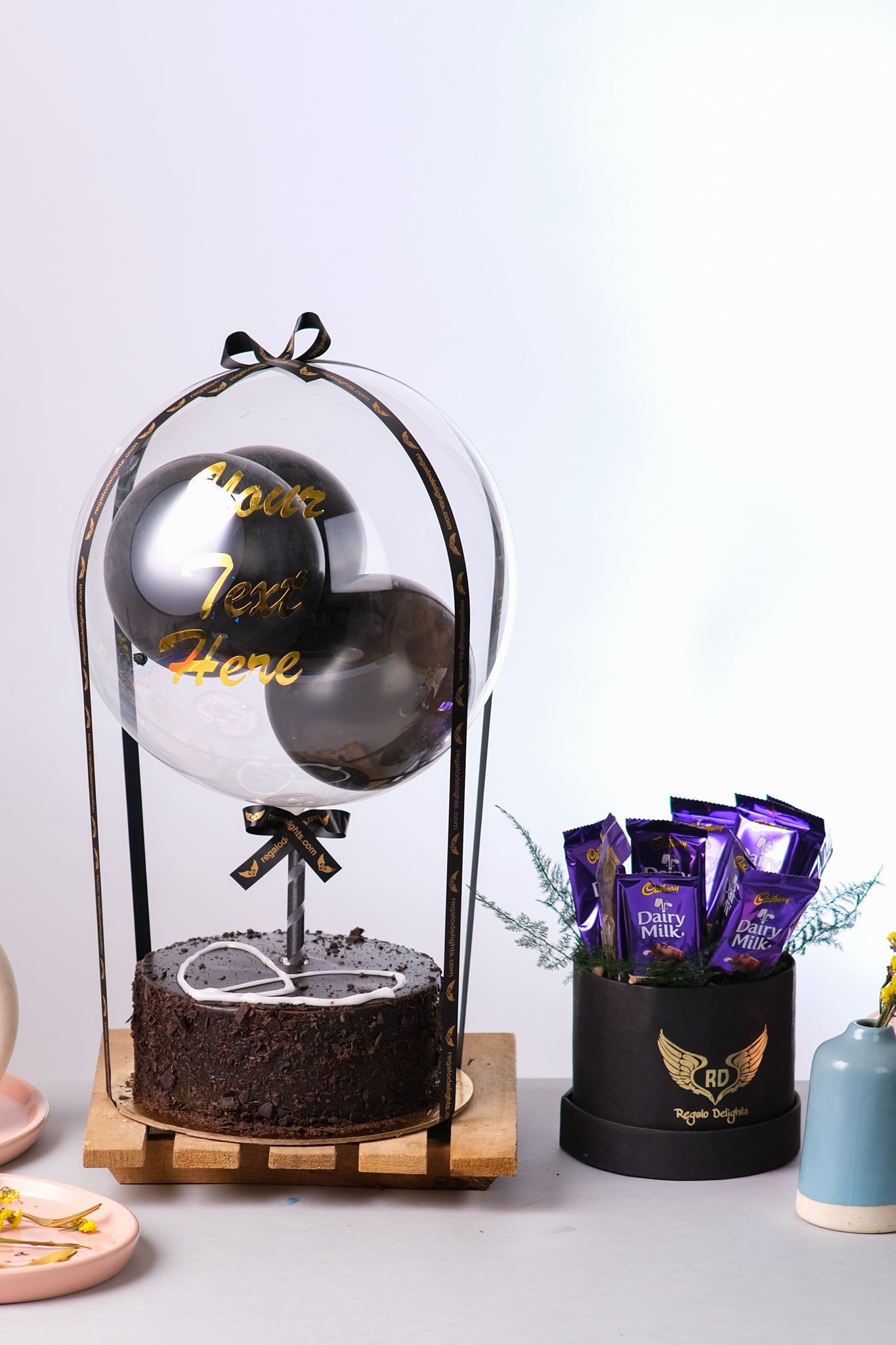 Chocolate Dutch Regalo Cake & Dairy Milk Bouquet Regalo Delights