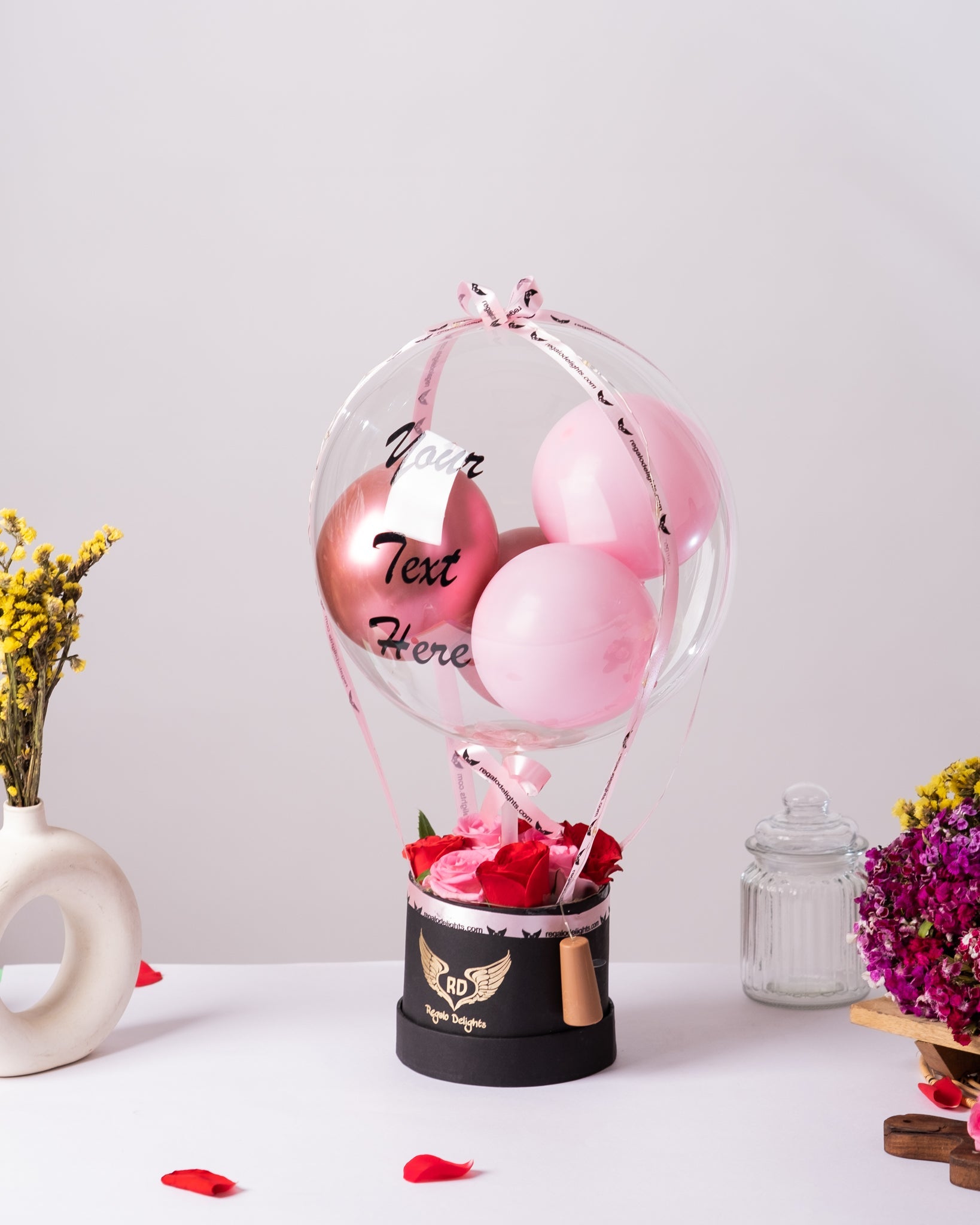 Pink & Red Roses Hot Air Bouquet Regalo Delights
