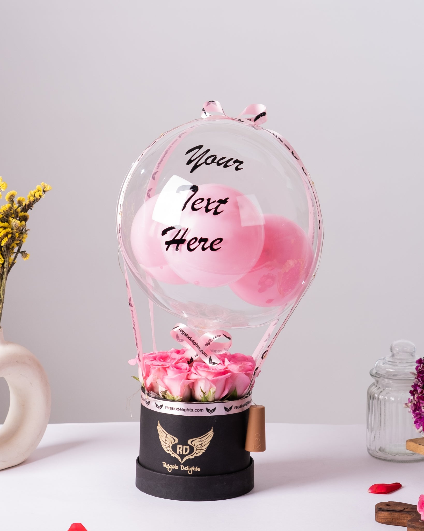Pink Roses Hot Air Bouquet Regalo Delights