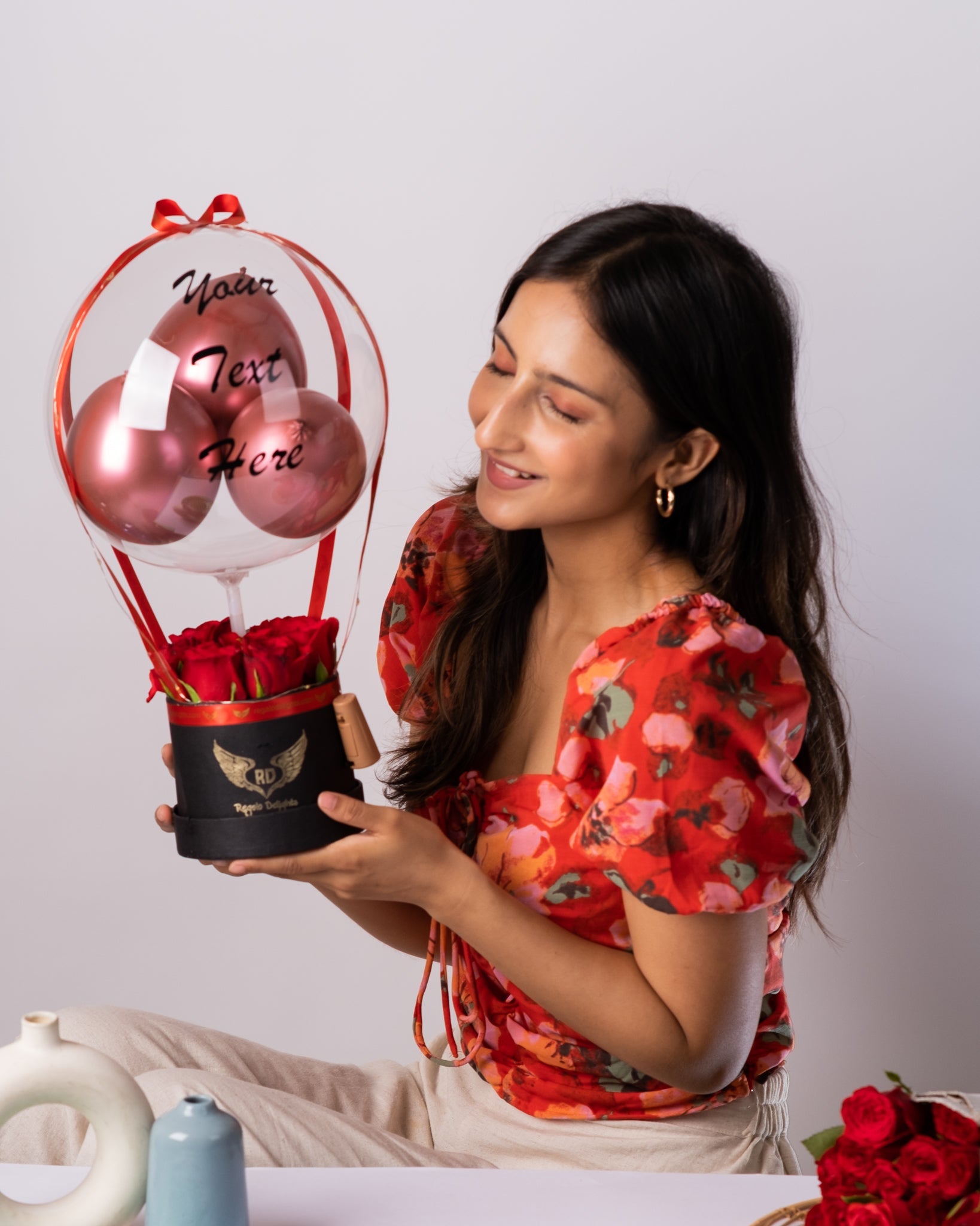 Red Roses Hot Air Bouquet Regalo Delights