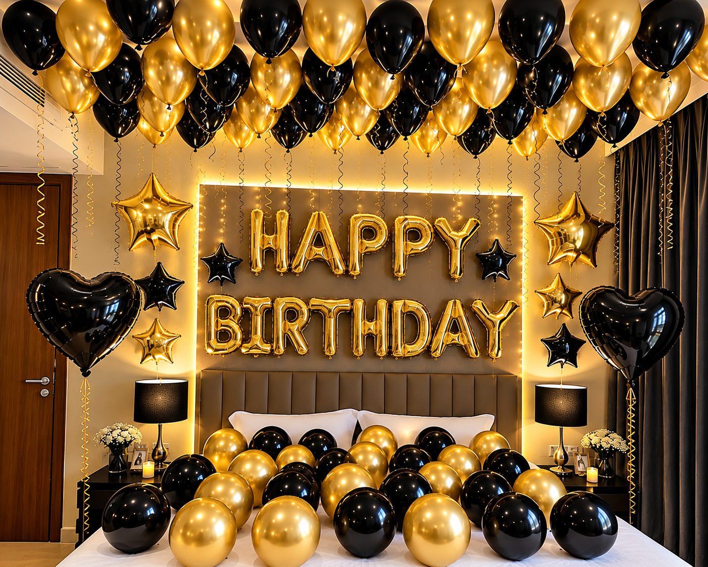 🖤✨ Black & Gold Birthday Decor