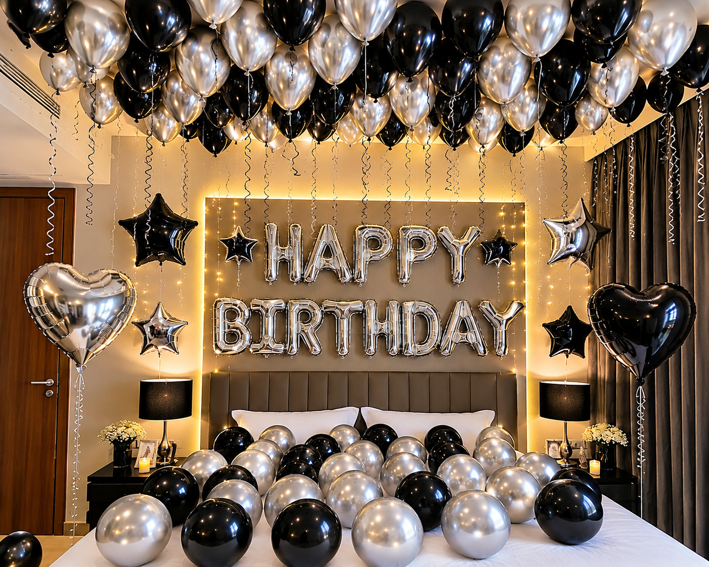🖤🤍 Black & Silver Birthday Decor
