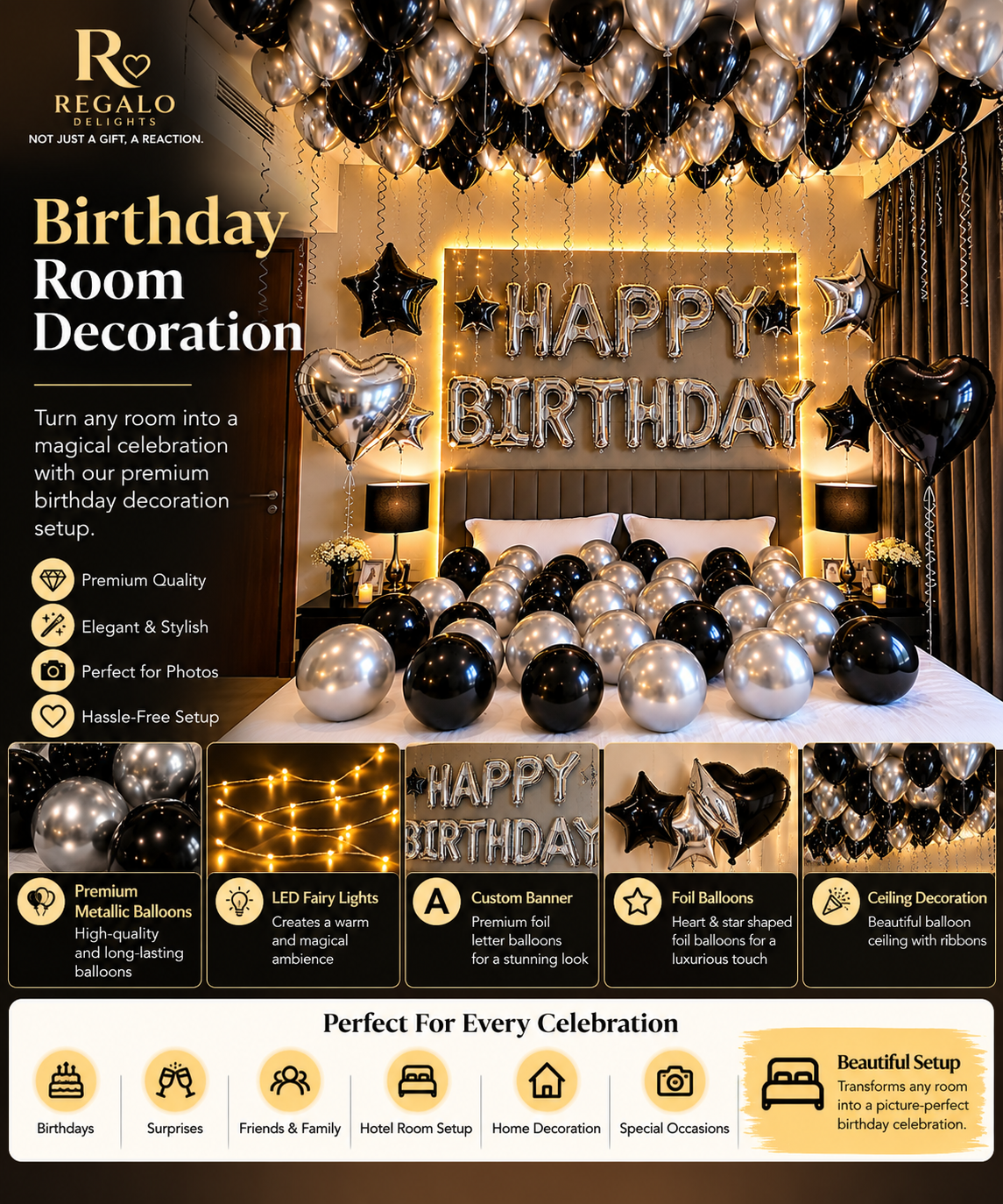 🖤🤍 Black & Silver Birthday Decor