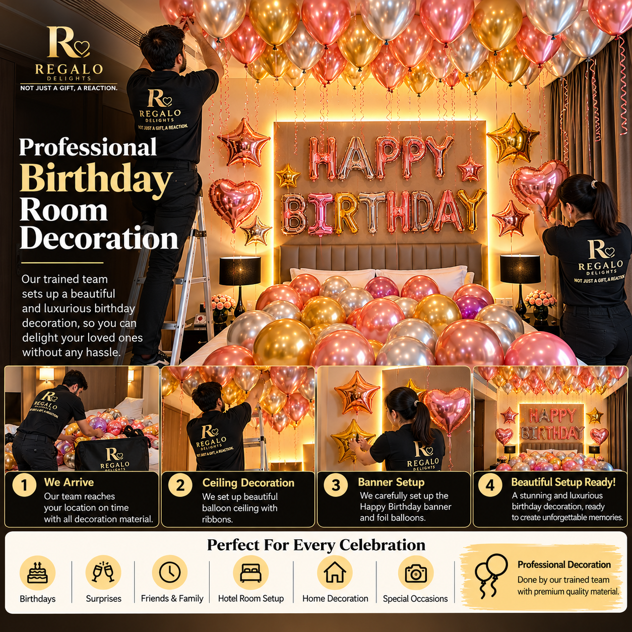 🌹✨ Rose Gold Birthday Decor