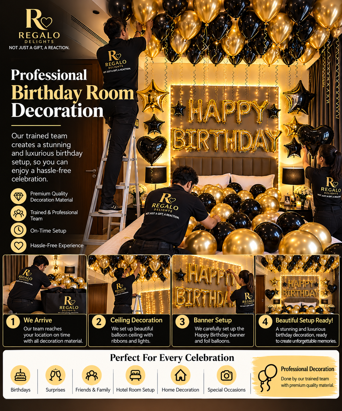 🖤✨ Black & Gold Birthday Decor