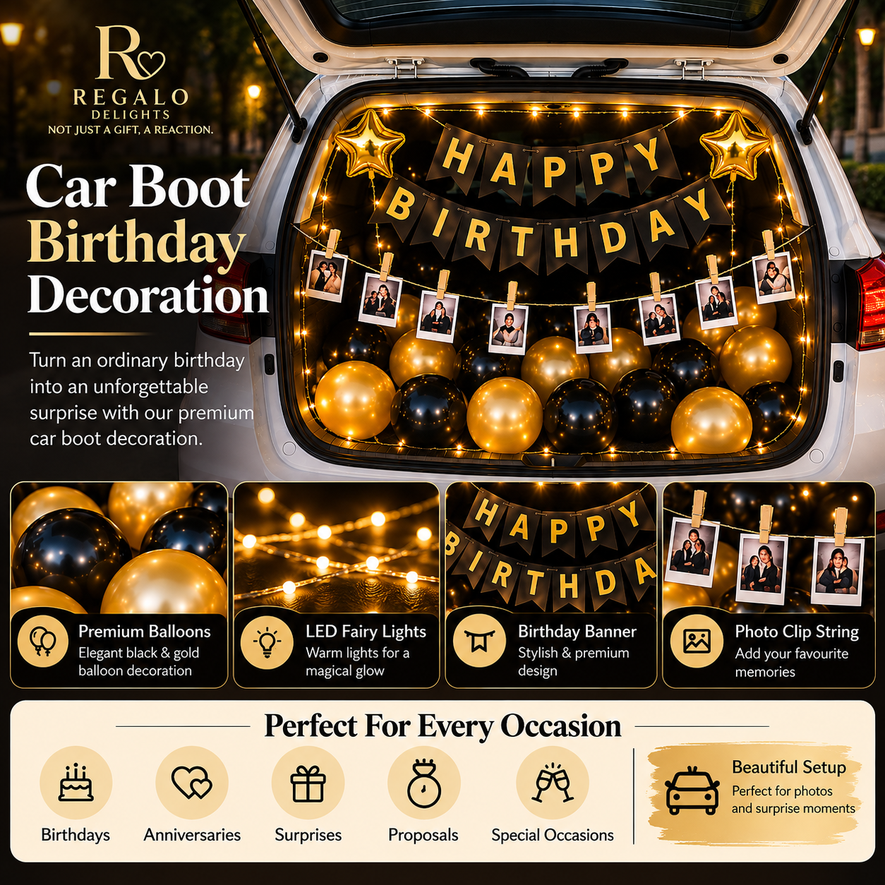 🚗Car Trunk Photo Birthday Decor