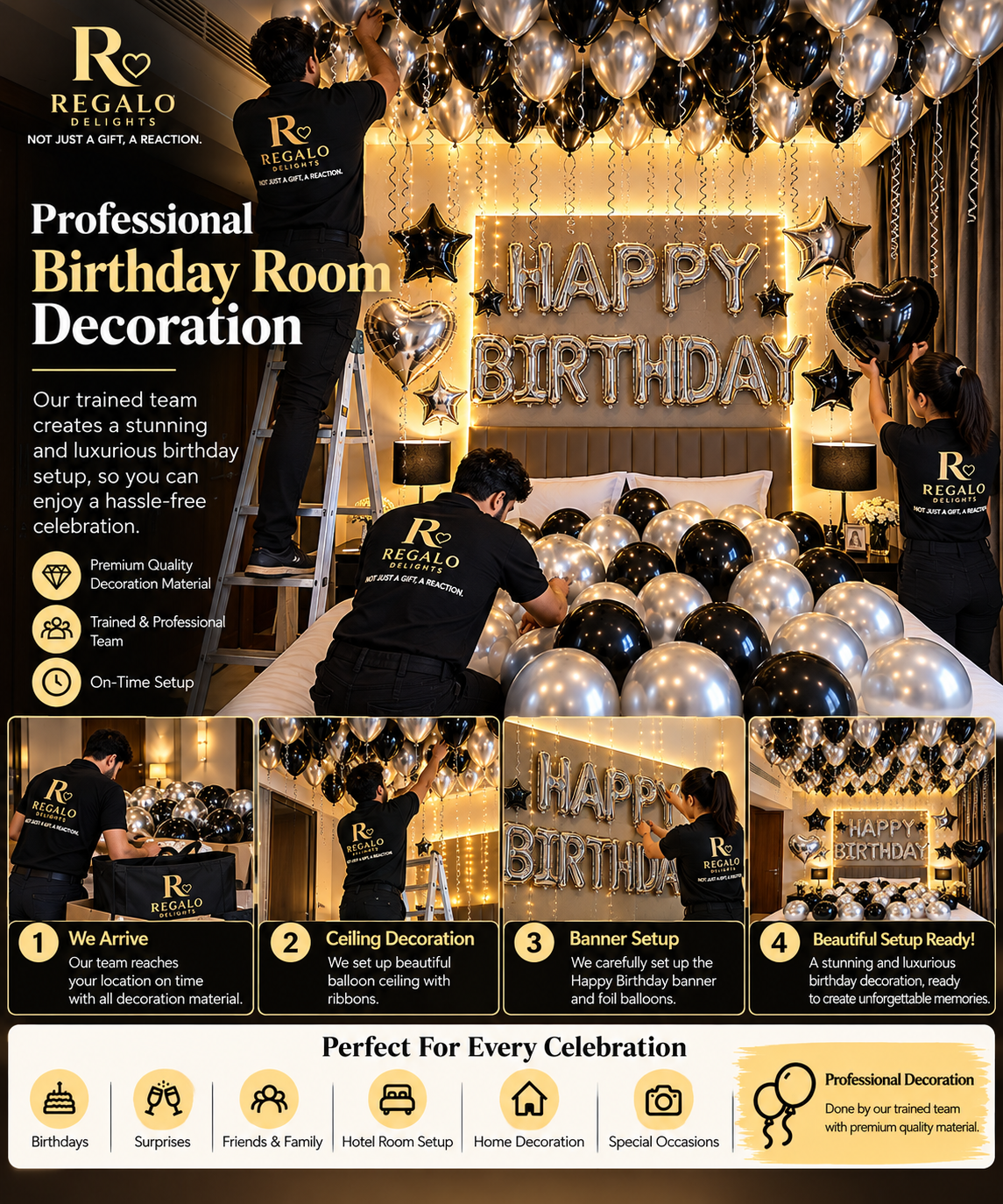 🖤🤍 Black & Silver Birthday Decor