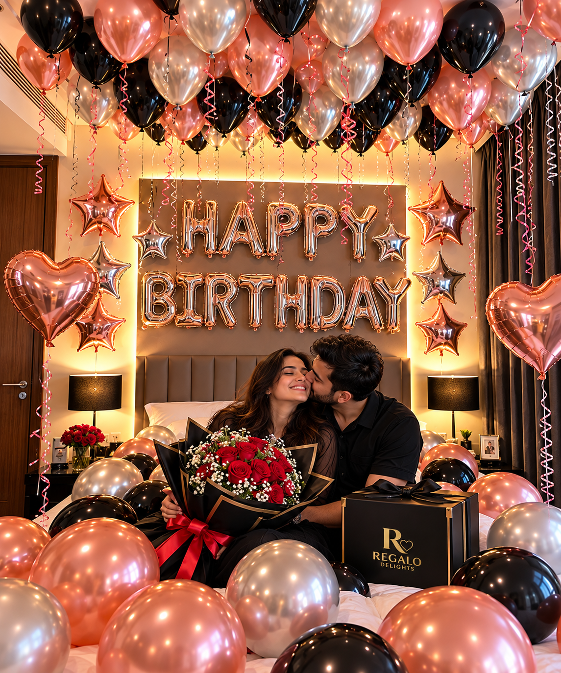 🖤🌹 Black & Rose Gold Birthday Decor