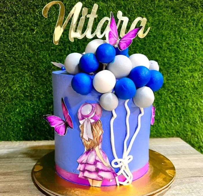 Blue Balloons & Girl Cake