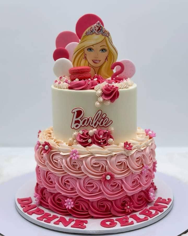 Barbie 2 Tier Floral Cake