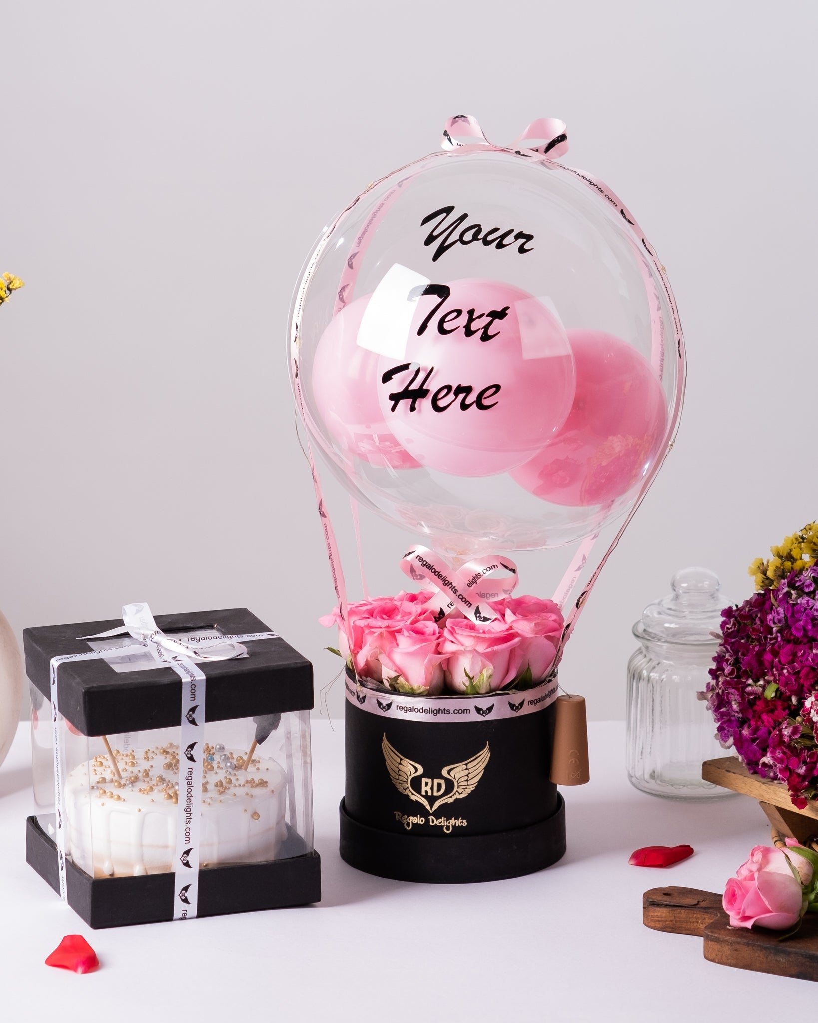 Pink Rose Bouquet & Cake Regalo Delights