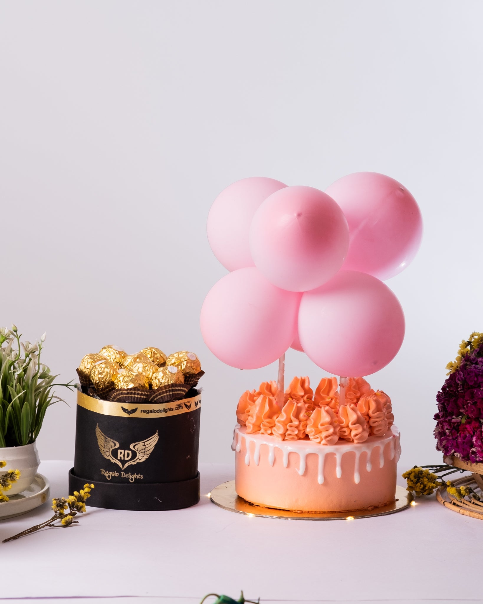 Pretty Pink Fondle Cake & Ferrero Rochers Regalo Delights