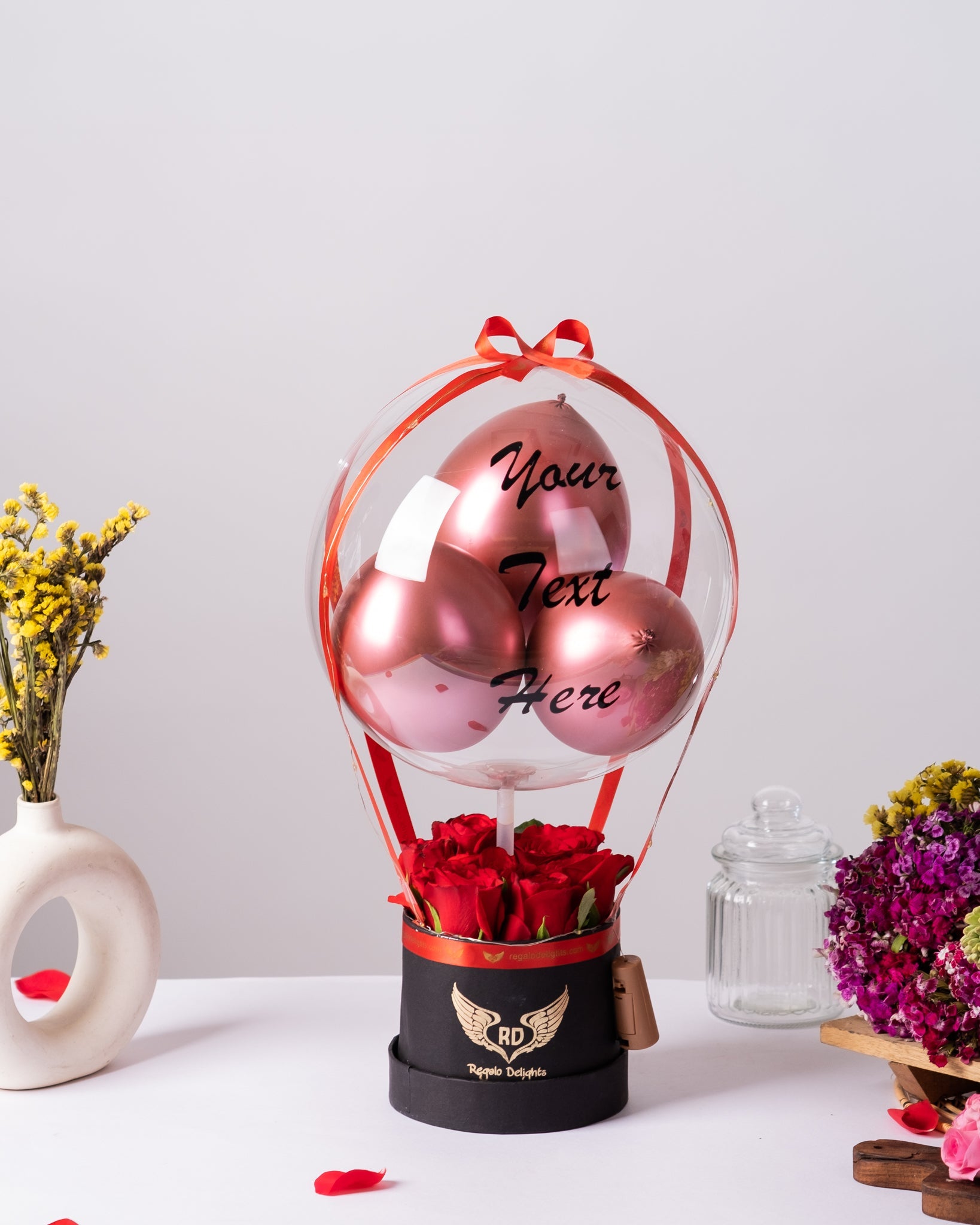 Red Roses Hot Air Bouquet Regalo Delights